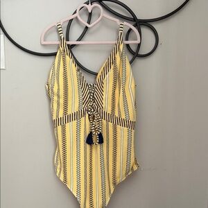 Jessica Simpson Yellow and Black Striped Swimsuit